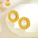 Cross-Border Euro-American Stainless Steel Pearl Stud Earrings, High-End Intertwined Twisted Hoop Earrings, Titanium Steel Jewelry Wholesale