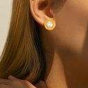 Cross-Border Euro-American Stainless Steel Pearl Stud Earrings, High-End Intertwined Twisted Hoop Earrings, Titanium Steel Jewelry Wholesale