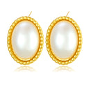 New Fashion Minimalist Chanel-Style Oval Pearl Stainless Steel Stud Earrings, Versatile Elegant Earrings for Women Wholesale