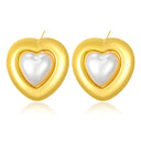 Sweet Fashion Heart-Shaped Stainless Steel Stud Earrings, INS Girly Trendy Elegant Pearl Earrings, Fairy-Inspired Ear Jewelry Wholesale