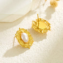 Vintage Gold Stud Earrings for Women, 18K Exquisite Fashion Earrings, Wedding Leaf Design Court-Style Ear Jewelry