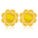 Cross-Border French Light Luxury Stainless Steel Lotus Stud Earrings, Versatile Fashion Cat's Eye Stone Flower Earrings, Vintage Ear Jewelry Wholesale