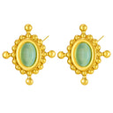 French Vintage Blue Turquoise Stud Earrings for Women, Fashionable Light Luxury Stainless Steel Natural Stone Earrings, Cross-Border Ear Jewelry