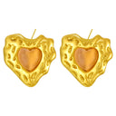 Cross-Border Stainless Steel Stud Earrings for Women, 18K Gold Plated Anti-Tarnish Earrings, High-End Titanium Steel Ear Jewelry for Wholesale