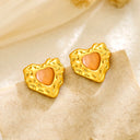 Cross-Border Stainless Steel Stud Earrings for Women, 18K Gold Plated Anti-Tarnish Earrings, High-End Titanium Steel Ear Jewelry for Wholesale