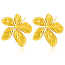 Cross-Border Exaggerated Earrings with Wrinkled Leaf Texture, Stainless Steel Tarnish-Resistant Ear Jewelry, High-End Earrings for Wholesale
