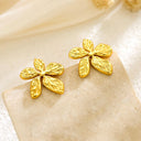 Cross-Border Exaggerated Earrings with Wrinkled Leaf Texture, Stainless Steel Tarnish-Resistant Ear Jewelry, High-End Earrings for Wholesale