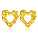 Cross-Border Euro-American Titanium Steel Pleated Geometric Earrings for Women, New Cross-Border Irregular Heart Stud Earrings, Vintage Trendy Ear Jewelry