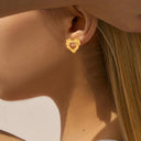 Cross-Border Euro-American Titanium Steel Pleated Geometric Earrings for Women, New Cross-Border Irregular Heart Stud Earrings, Vintage Trendy Ear Jewelry