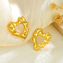 Cross-Border Euro-American Titanium Steel Pleated Geometric Earrings for Women, New Cross-Border Irregular Heart Stud Earrings, Vintage Trendy Ear Jewelry