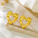 Cross-Border Euro-American Titanium Steel Pleated Geometric Earrings for Women, New Cross-Border Irregular Heart Stud Earrings, Vintage Trendy Ear Jewelry