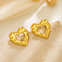 Cross-Border Euro-American Titanium Steel Pleated Geometric Earrings for Women, New Cross-Border Irregular Heart Stud Earrings, Vintage Trendy Ear Jewelry