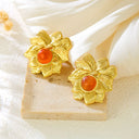 European Elegant Minimalist INS Flower Stud Earrings for Women, Stainless Steel 18K Gold Plated, Versatile Stylish High-End Earrings