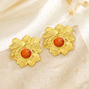 European Elegant Minimalist INS Flower Stud Earrings for Women, Stainless Steel 18K Gold Plated, Versatile Stylish High-End Earrings