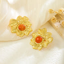 European Elegant Minimalist INS Flower Stud Earrings for Women, Stainless Steel 18K Gold Plated, Versatile Stylish High-End Earrings