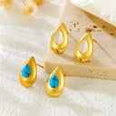 Teardrop Blue Turquoise Stud Earrings for Women, Minimalist Luxury Retro Stylish, Versatile Elegant New Arrival Earrings