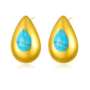 Teardrop Blue Turquoise Stud Earrings for Women, Minimalist Luxury Retro Stylish, Versatile Elegant New Arrival Earrings