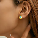 Teardrop Blue Turquoise Stud Earrings for Women, Minimalist Luxury Retro Stylish, Versatile Elegant New Arrival Earrings