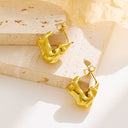 French Vintage Gold Twisted Rope Hoops, Luxury High-End Irregular Stainless Steel & Titanium Steel Earrings for Women