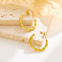 French Vintage Gold Twisted Rope Hoops, Luxury High-End Irregular Stainless Steel & Titanium Steel Earrings for Women