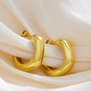 INS Style Niche High-End Gold Plated Irregular Hoops, French Vintage Titanium Steel Gold Striped Horn Earrings for Women