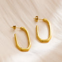 INS Style Niche High-End Gold Plated Irregular Hoops, French Vintage Titanium Steel Gold Striped Horn Earrings for Women