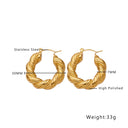 Wholesale Stainless Steel Golden Earrings for Women - European and American - style Light Luxury Titanium Steel Twisted C - shaped Ear Hoops