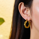 Wholesale Stainless Steel Golden Earrings for Women - European and American - style Light Luxury Titanium Steel Twisted C - shaped Ear Hoops