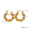 Wholesale Stainless Steel Golden Earrings for Women - European and American - style Light Luxury Titanium Steel Twisted C - shaped Ear Hoops