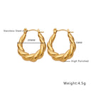 Wholesale Stainless Steel Golden Earrings for Women - European and American - style Light Luxury Titanium Steel Twisted C - shaped Ear Hoops