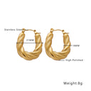 Wholesale Stainless Steel Golden Earrings for Women - European and American - style Light Luxury Titanium Steel Twisted C - shaped Ear Hoops
