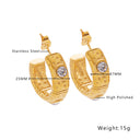 Ins Style Gold Plated Double-Loop C-Shaped Hoops, Retro Stainless Steel & Titanium Steel Pearl Earrings for Women