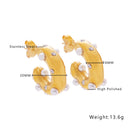 Cross-Border New Arrival Stainless Steel Earrings, 18K Gold Plated C-Shaped Hoops with Diamond/Pearl/Zircon Inlay, Niche High-End Irregular Jewelry