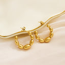 INS Style Niche High-End Gold Plated Irregular Hoops, French Vintage Titanium Steel Gold Striped Horn Earrings for Women