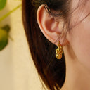 Wholesale Stainless Steel Golden Earrings for Women - European and American - style Light Luxury Titanium Steel Twisted C - shaped Ear Hoops