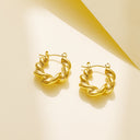 Wholesale Stainless Steel Golden Earrings for Women - European and American - style Light Luxury Titanium Steel Twisted C - shaped Ear Hoops