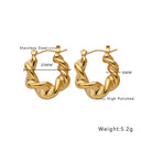 Wholesale Stainless Steel Golden Earrings for Women - European and American - style Light Luxury Titanium Steel Twisted C - shaped Ear Hoops