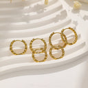 Brand X Retro Gold Titanium Steel Earrings, Embossed Circle Hoops, Minimalist Stylish Fade-Resistant Ear Cuffs for Women