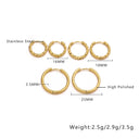 Brand X Retro Gold Titanium Steel Earrings, Embossed Circle Hoops, Minimalist Stylish Fade-Resistant Ear Cuffs for Women