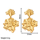 Stainless Steel Stud Earrings, Atmosphere - Exaggerated Fashion Dangle Earrings, Golden Pleated Square Geometric Titanium Steel Earrings