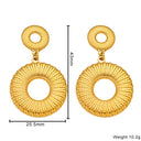 INS Style Stainless Steel Earrings - Geometric Texture Minimalist Studs & Gold Sunflower Titanium Steel Dangles for Women