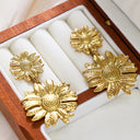 INS Style Stainless Steel Earrings - Geometric Texture Minimalist Studs & Gold Sunflower Titanium Steel Dangles for Women