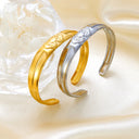 Ancient Craft Satin-Finish Stainless Steel Bracelet - Thick, Open Design, Elegant Auspicious Cloud Minimalist Bangle for Women