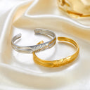 Ancient Craft Satin-Finish Stainless Steel Bracelet - Thick, Open Design, Elegant Auspicious Cloud Minimalist Bangle for Women