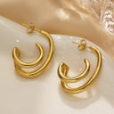 Cross-Border 18K Gold Plated Emerald Zircon Studs, French Retro Unique Titanium Steel & Stainless Steel Earrings for Women