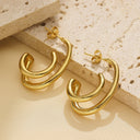 Cross-Border 18K Gold Plated Emerald Zircon Studs, French Retro Unique Titanium Steel & Stainless Steel Earrings for Women