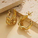 Cross-Border 18K Gold Plated Emerald Zircon Studs, French Retro Unique Titanium Steel & Stainless Steel Earrings for Women