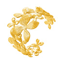 Tarnish Resistant Wide Bracelet for Women - Adjustable Exaggerated Flower Leaf Open Cuff High End Euro American