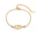 Hot-Selling INS Retro Gold Pig Nose Bracelet - Vacuum Plated Stainless Steel Titanium Steel Open Bangle for Women Wholesale