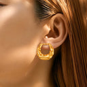 Women's Stainless Steel Mini Hoops: European Style Niche Irregular Design, Metal Texture, Minimalist Cool-Tone Versatile Accessories